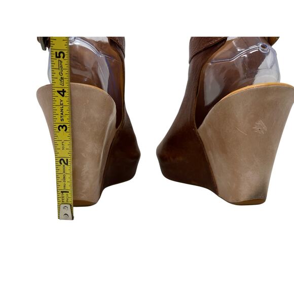 Kork Ease Berit Brown Leather Wedge Sandals 8M - Picture 7 of 10